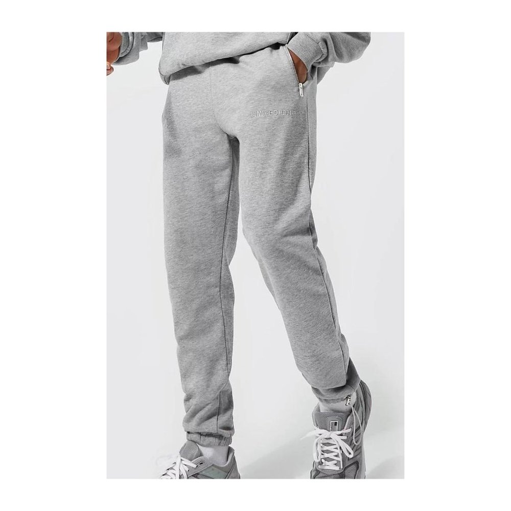 Boohoo Man Heavyweight Loopback Tapered Jogger Pants Grey Marl Size M NWT